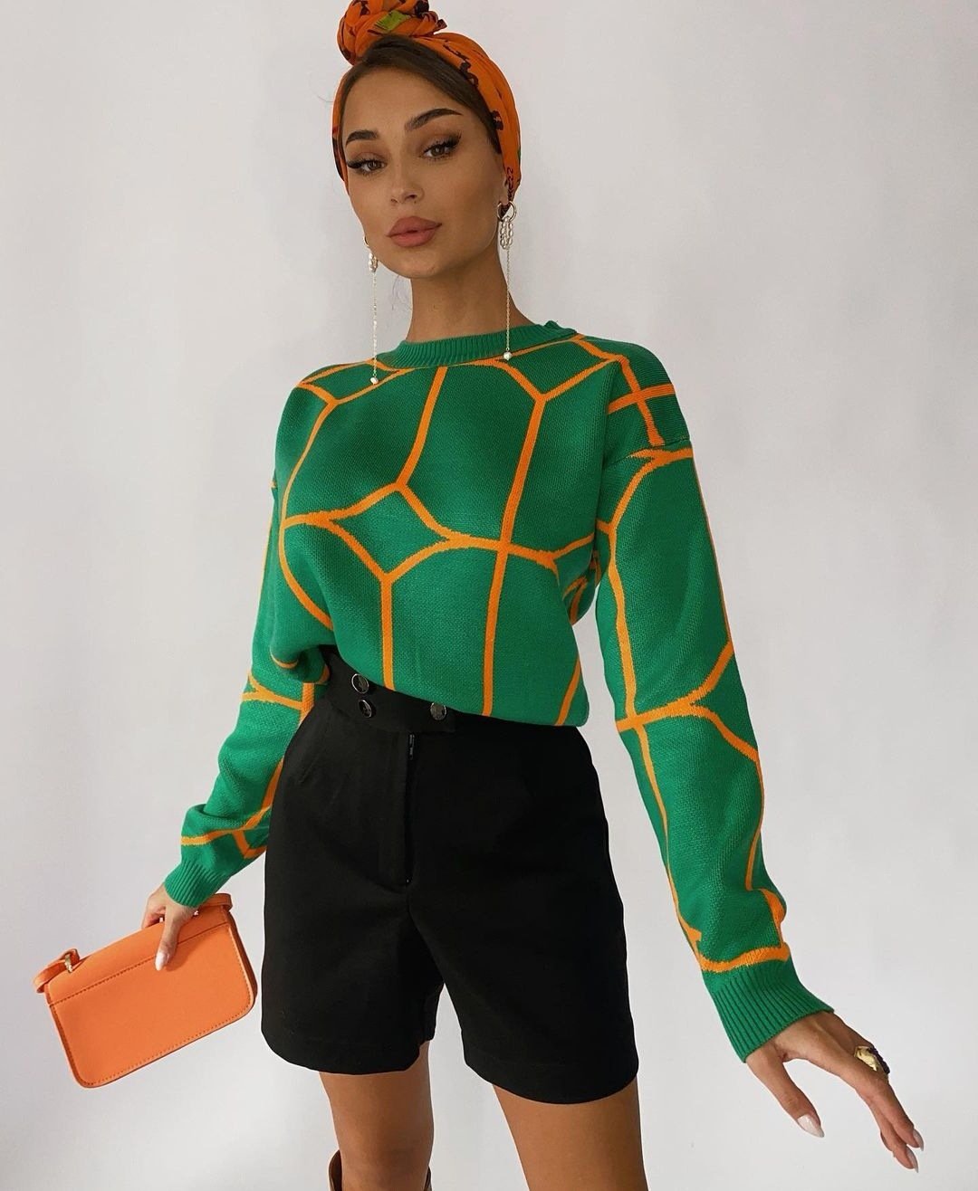 Best Selling Crew Neck Pattern Knit Top