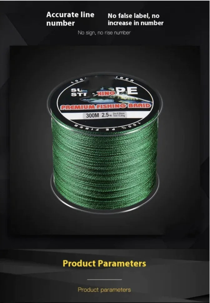 300m 4-Strand PE Braided Fishing Line