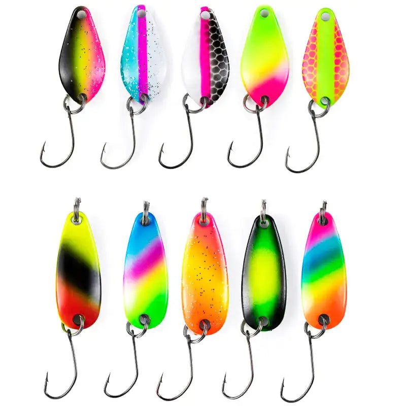 5-10 Pieces Colorful Single Hook Fishing Spoons